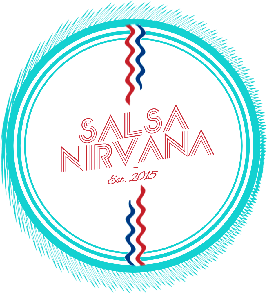 Salsa Nirvana logo — turquoise circle with red lettering