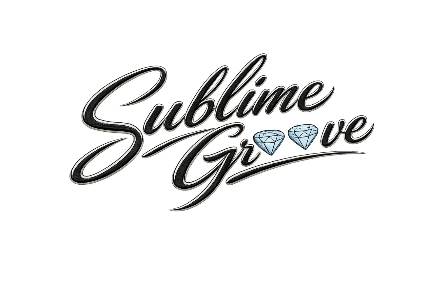 Sublime Groove logo — chrome script lettering with two diamonds